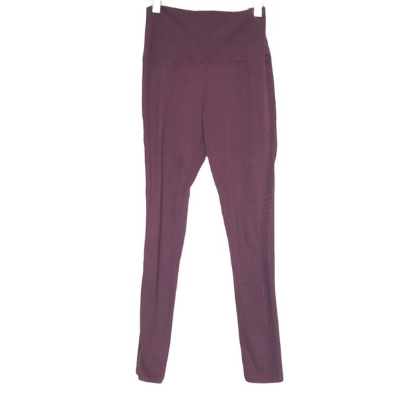 AERIE burgundy high waist side lace stripe leggings Small - Picture 1 of 8